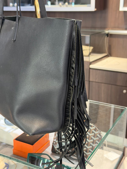 Pre-Owned YSL Black Large Fringe Shopping Tote