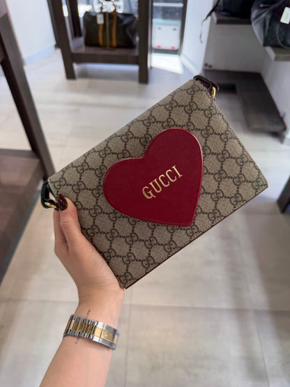 Pre-Owned GG Supreme Monogram Heart Crossbody