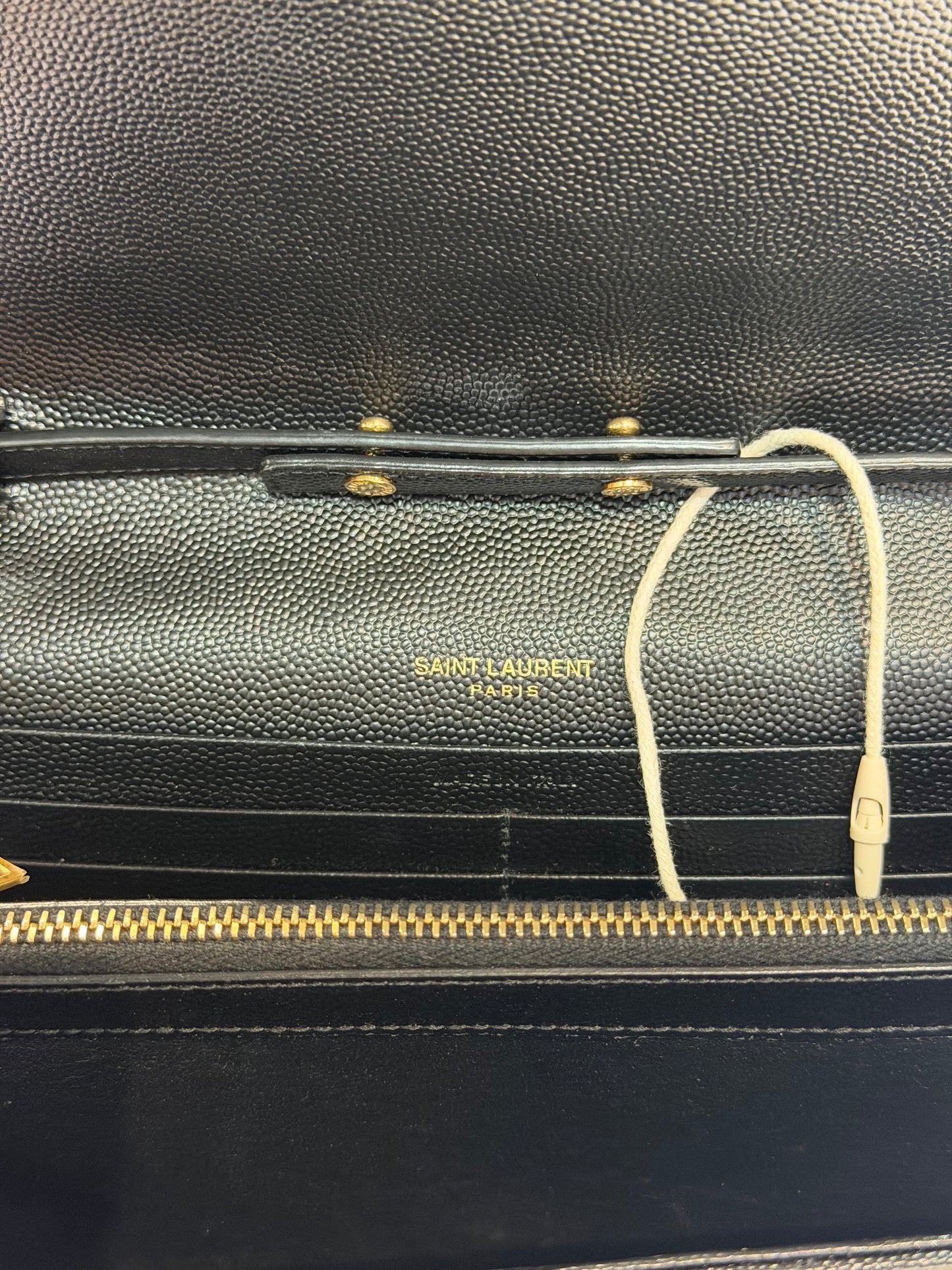 Pre-Owned YSL Cassandre Wallet On Chain In Grain De Poudre