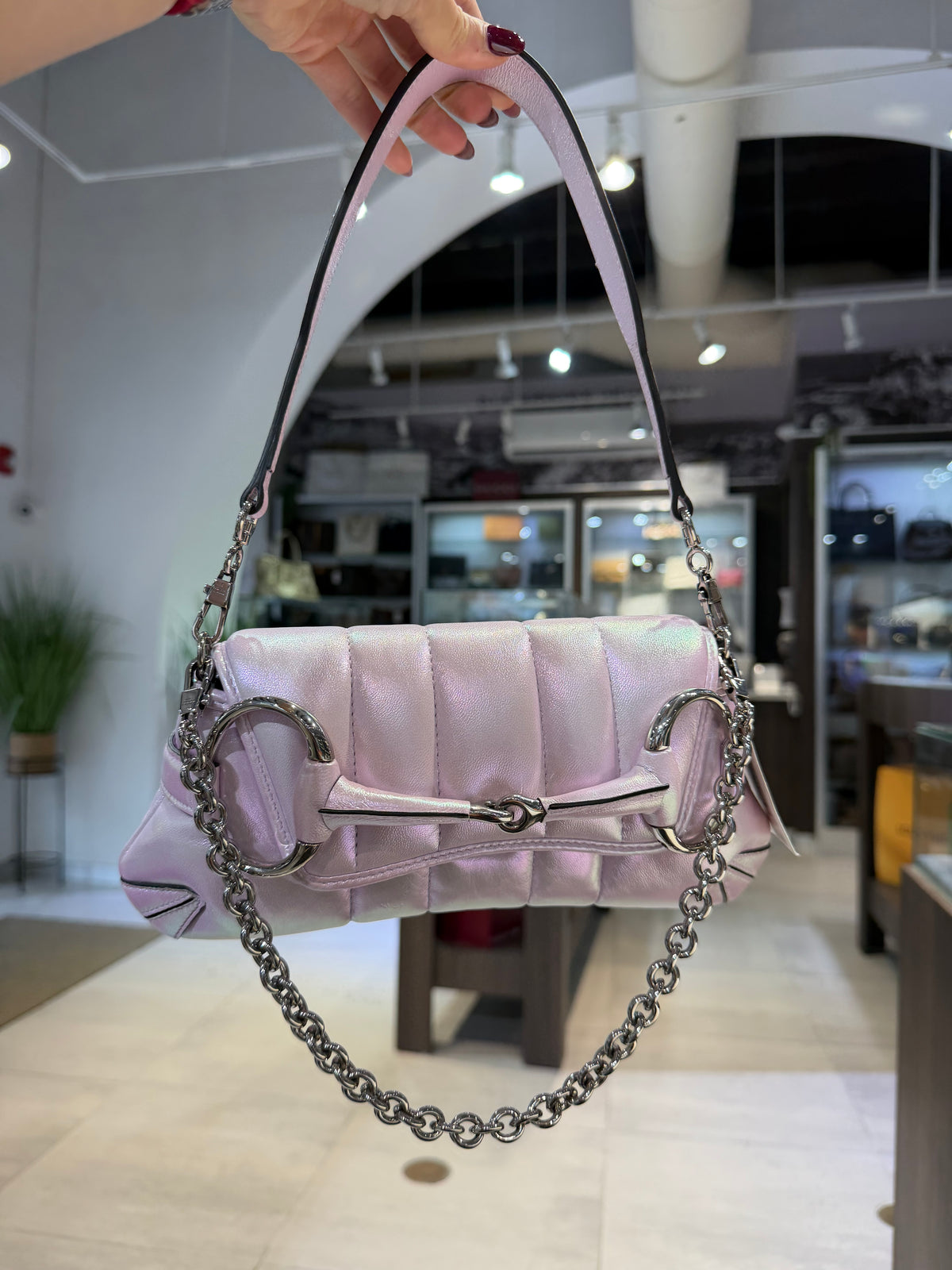 Unworn GG Horsebit Chain Small Shoulder Bag