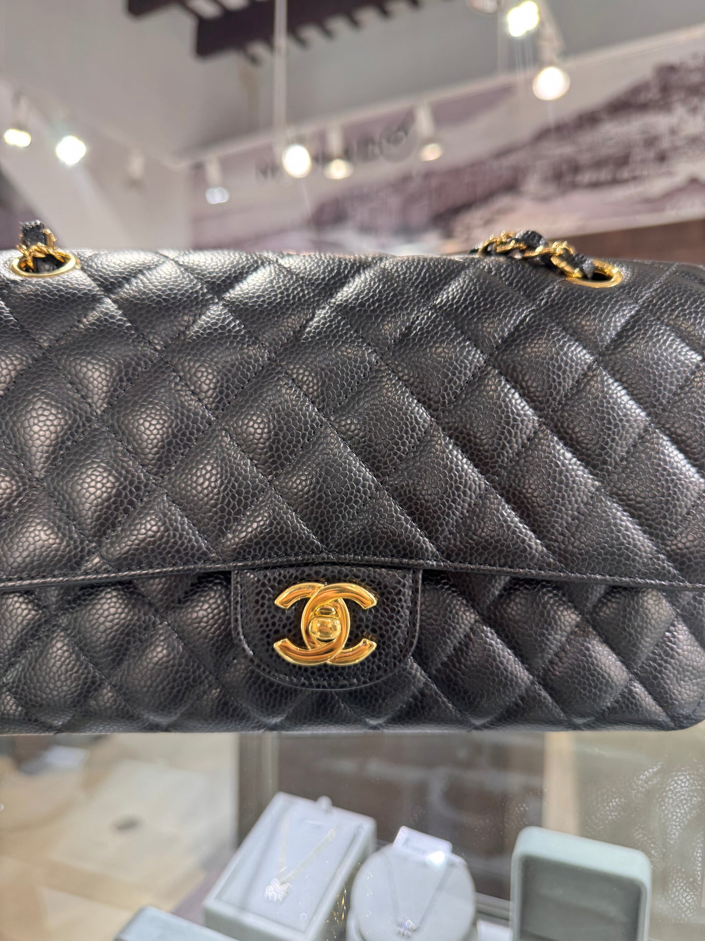 Chanel Black Caviar Medium Classic Flap Gold Hardware