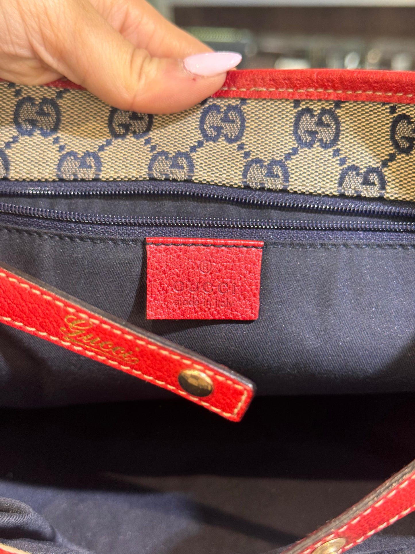 Gucci Medium Red Leather Abbey Tote Bag