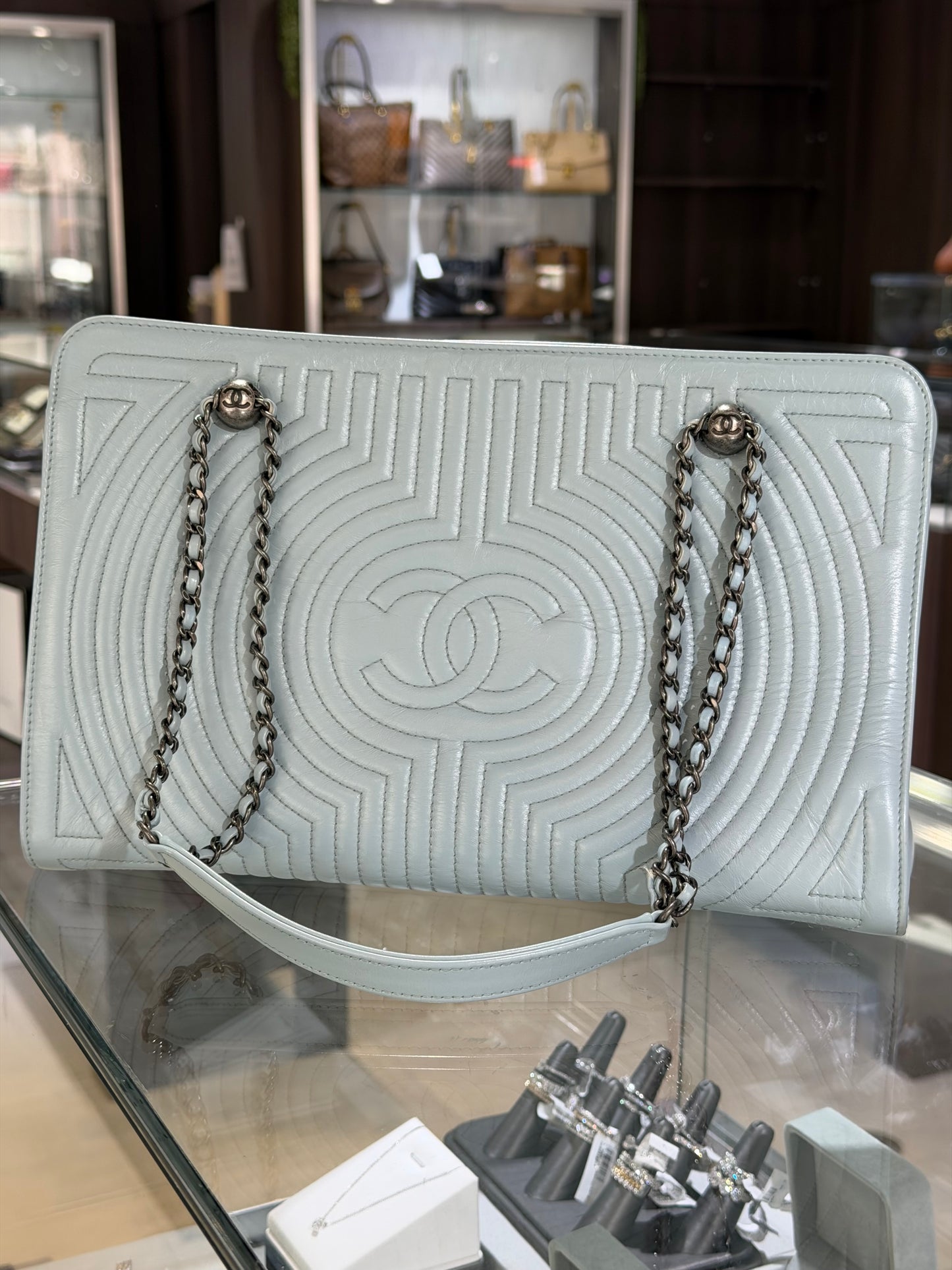 Pre-Owned CC Light Blue Calfskin Garden Tote