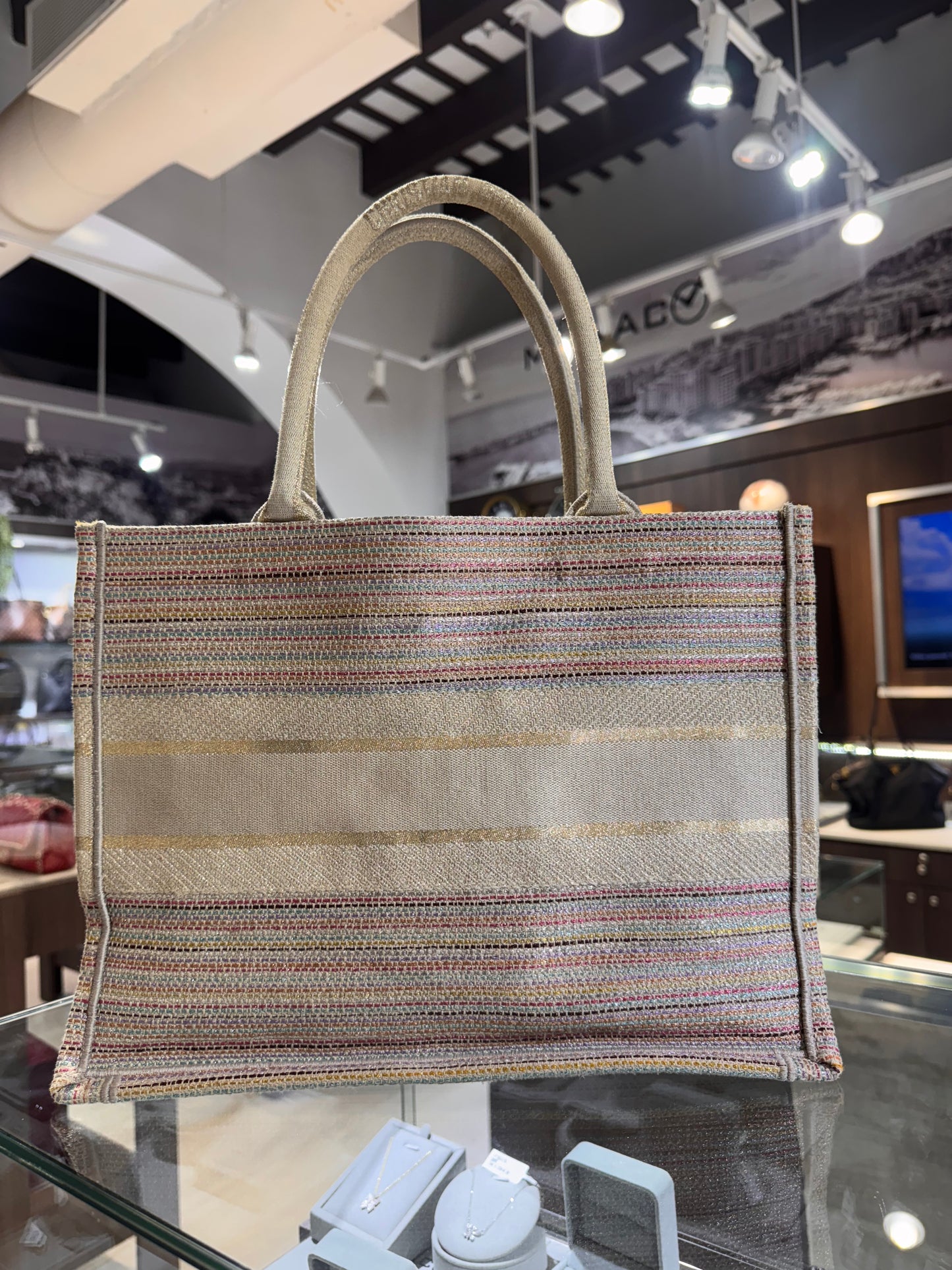 Christian Dior Medium Multicolor Stripes Book Tote