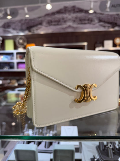 Pre-Owned Wallet On Chain Margo In Shiny Calfskin Gold Hardware