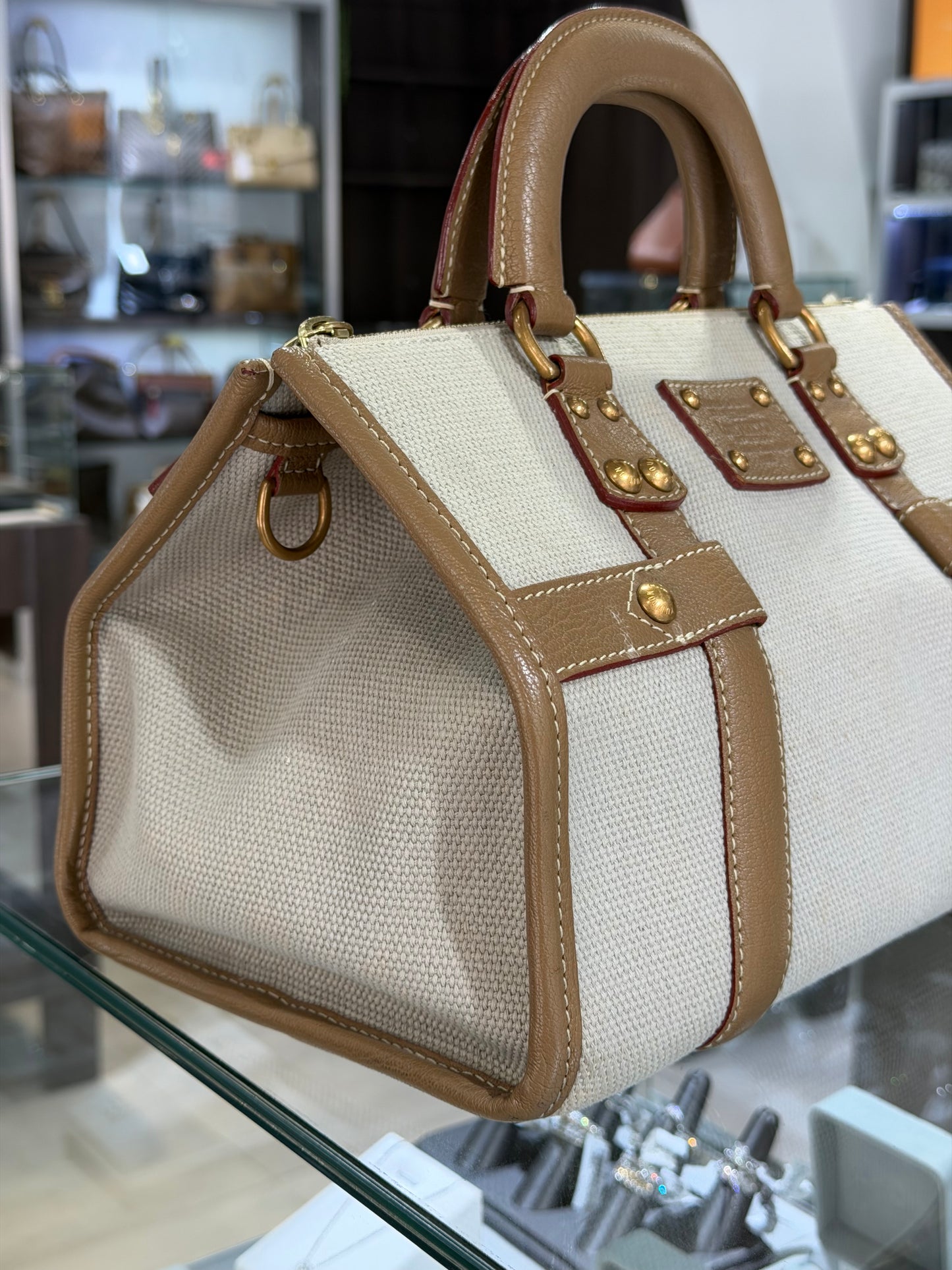 Pre-Owned LV Toile Trianon Sac Neverfull Weekender 30 Beige