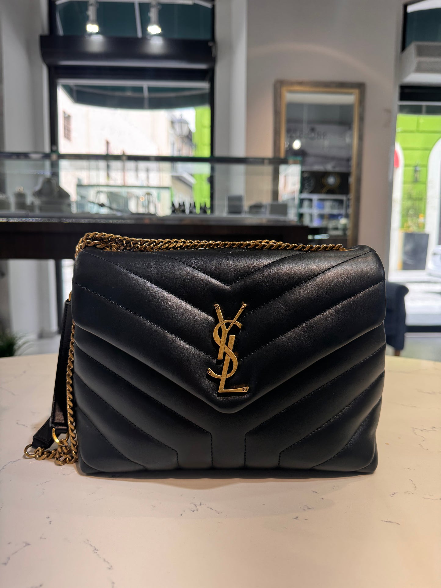 Saint Laurent Small Loulou Chain Satchel Black