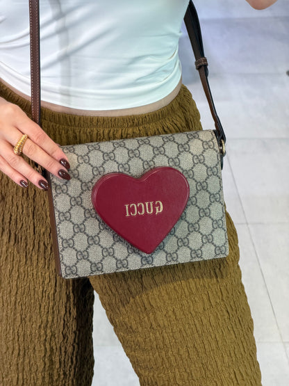 Pre-Owned GG Supreme Monogram Heart Crossbody