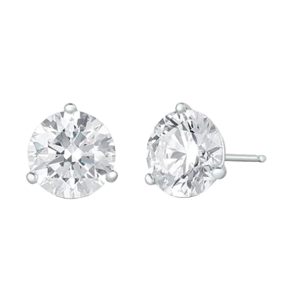 3.03ct Round Lab Diamond Studs 14k White Gold