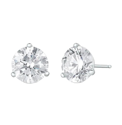3.03ct Round Lab Diamond Studs 14k White Gold