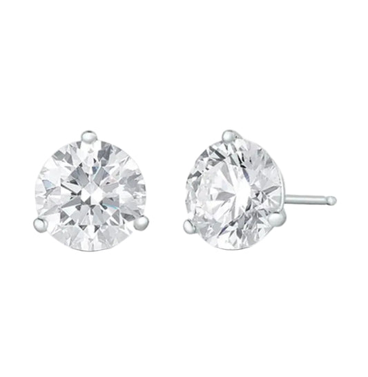 3.03ct Round Lab Diamond Studs 14k White Gold