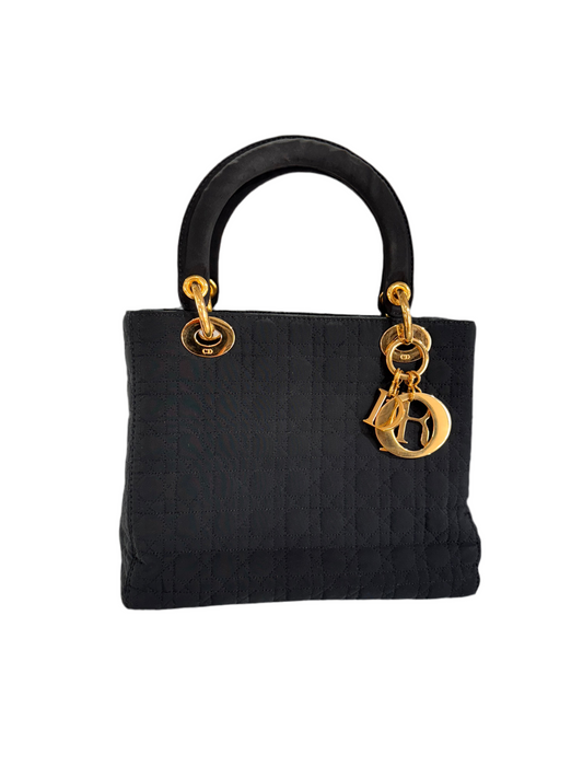 Christian Dior Medium Black Nylon Lady Dior