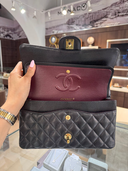Chanel Black Caviar Medium Classic Flap Gold Hardware