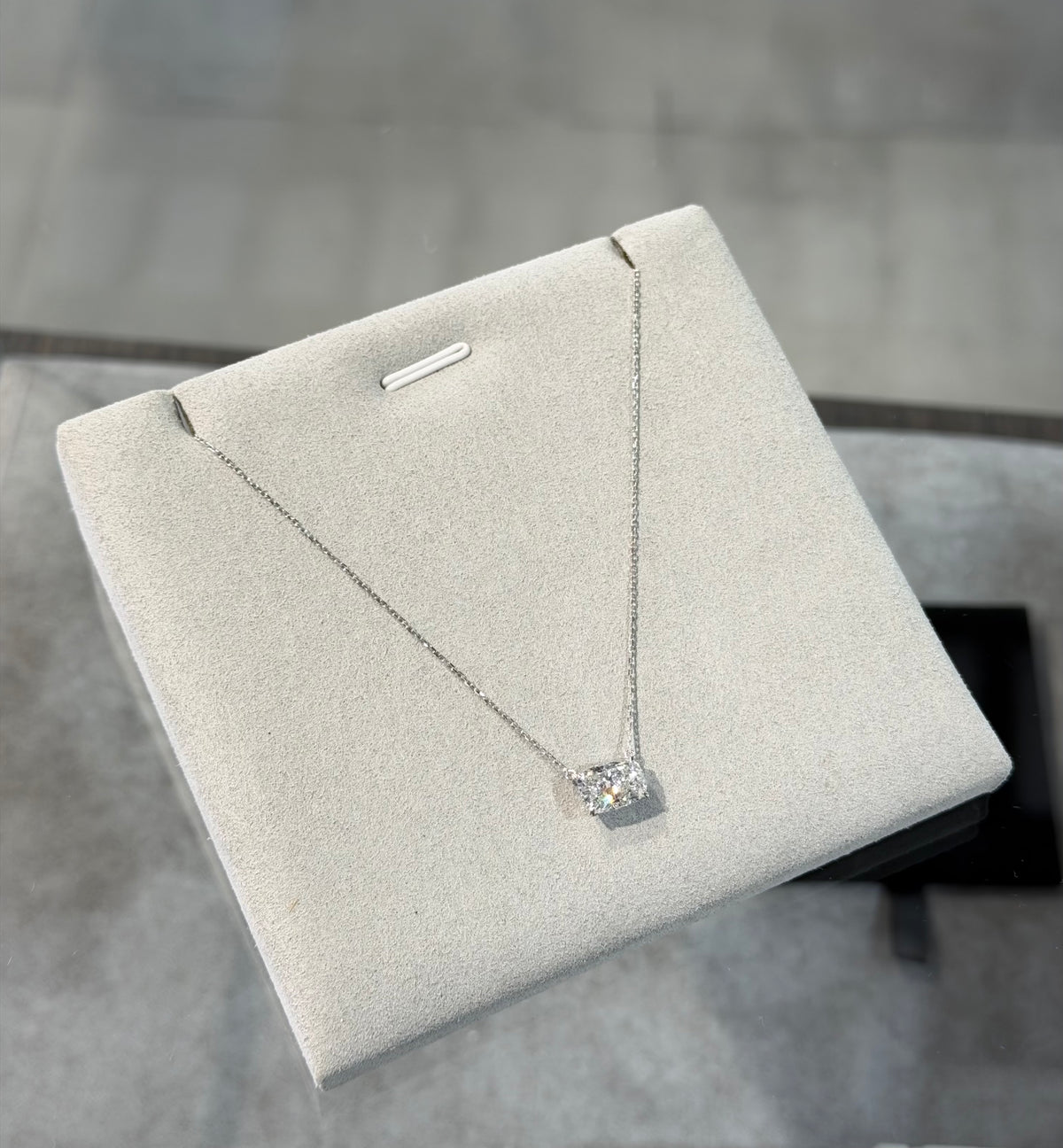 2.01ct Cushion Lab 14k White Gold Necklace