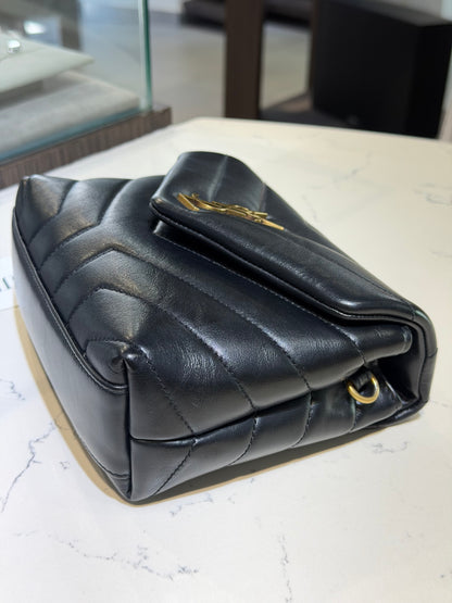 Pre-Owned YSL Black Quilted Mini Loulou Gold Hardware