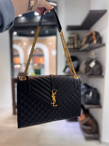 Pre-Owned Saint Laurent Large Envelope Black GHW
