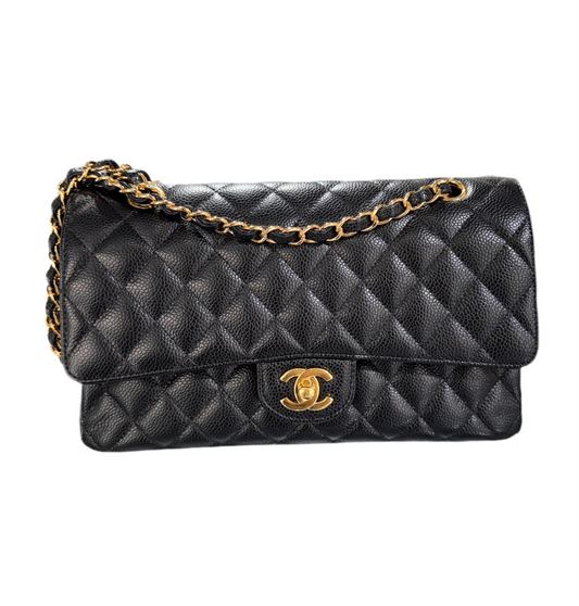 Chanel Black Caviar Medium Classic Flap Gold Hardware
