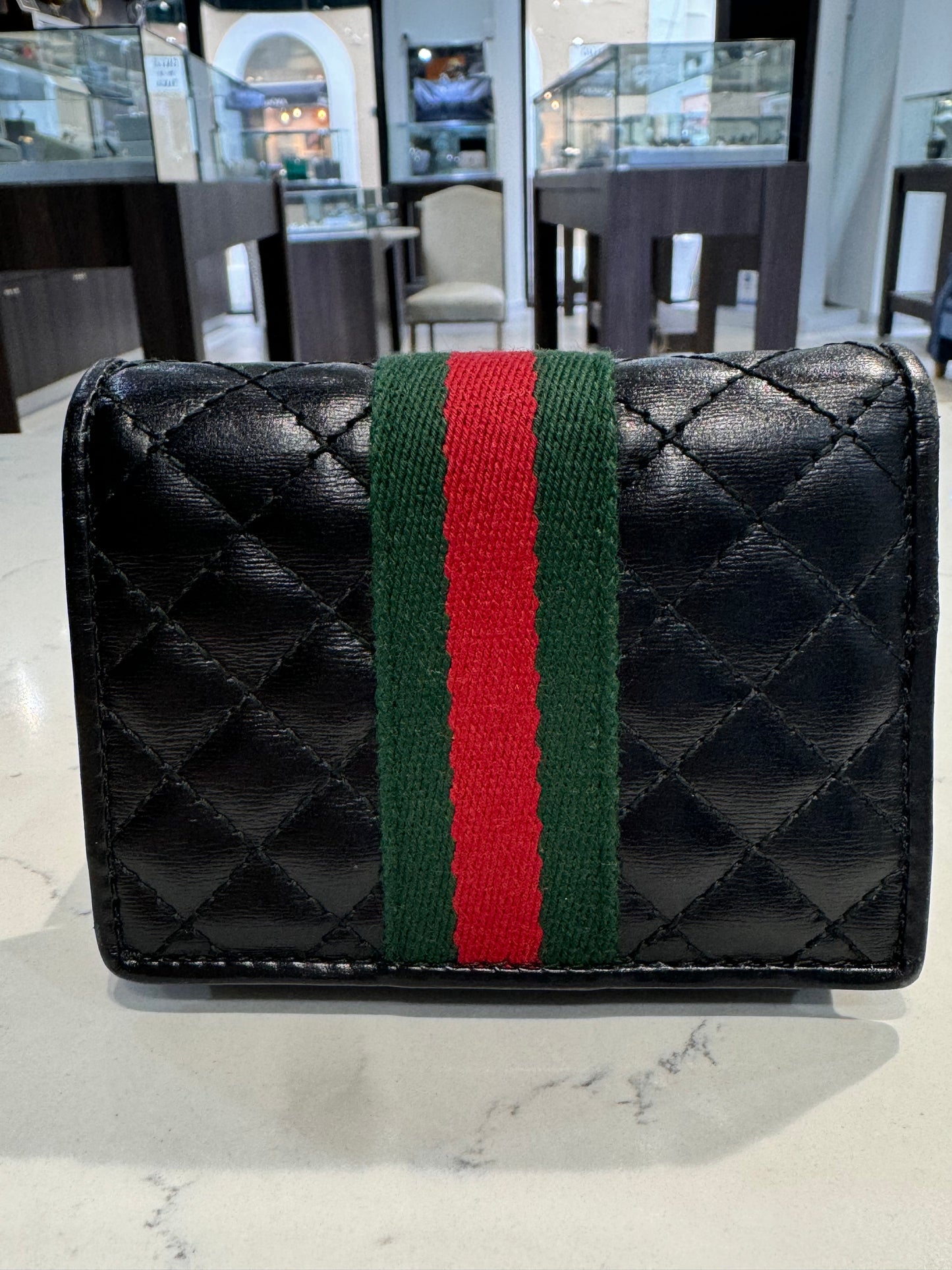 Gucci Web Accent Leather Wallet