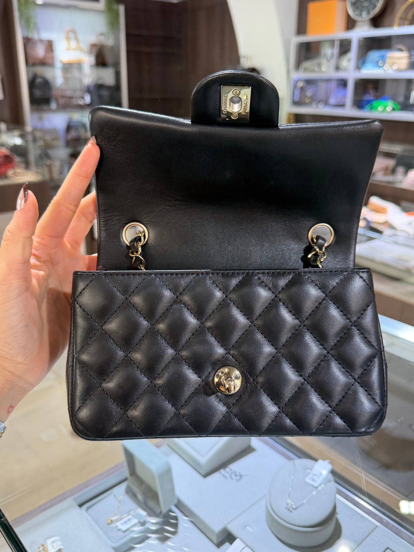Chanel Mini Rectangular Black Lambskin