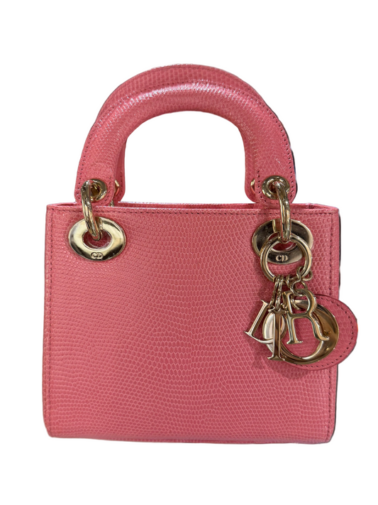 Pre-Owned CD Mini Lady Dior Pink Lizard