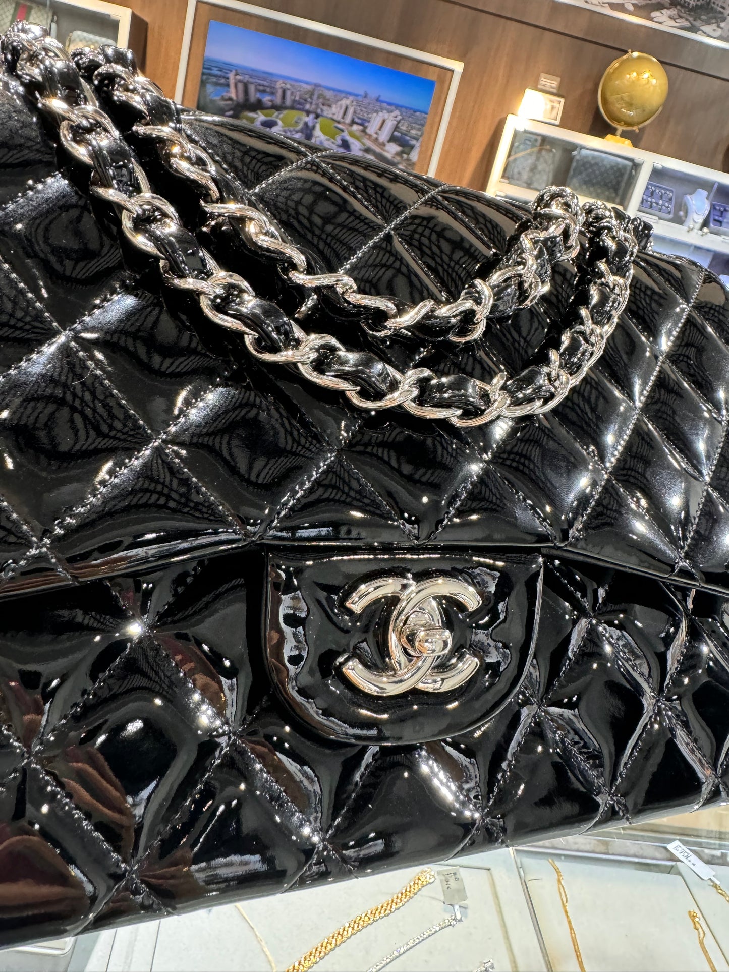 Chanel Classic CC Jumbo Black Patent