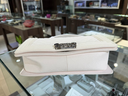Chanel White Caviar Boy Bag