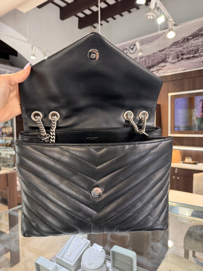 Saint Laurent Medium Loulou Black Silver Hardware