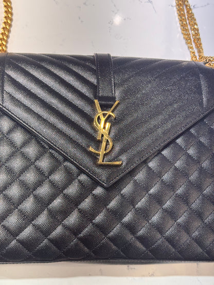 Pre-Owned Saint Laurent Large Envelope Black GHW