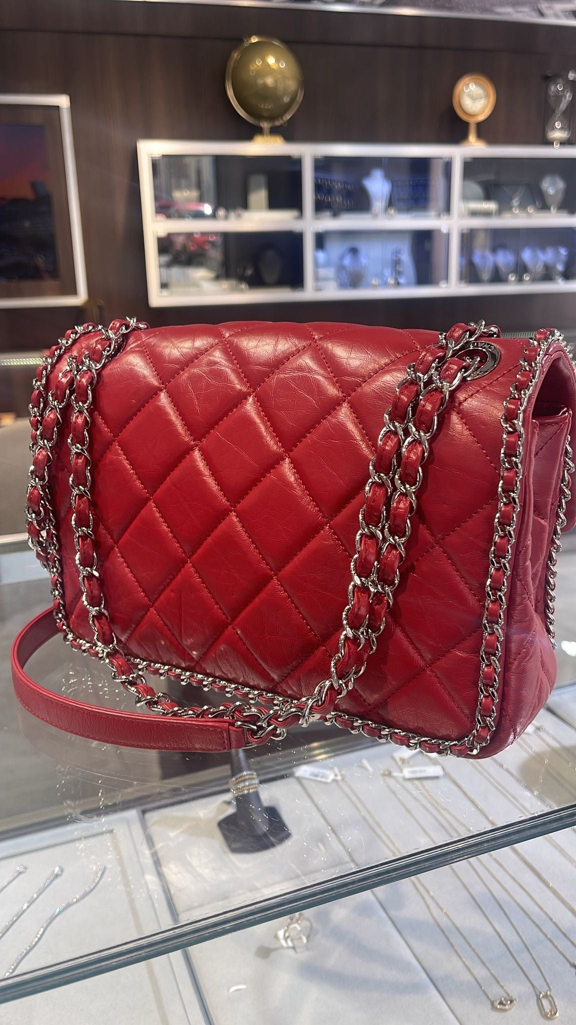 Chanel Crumpled Calfskin Medium Chain All Round Red