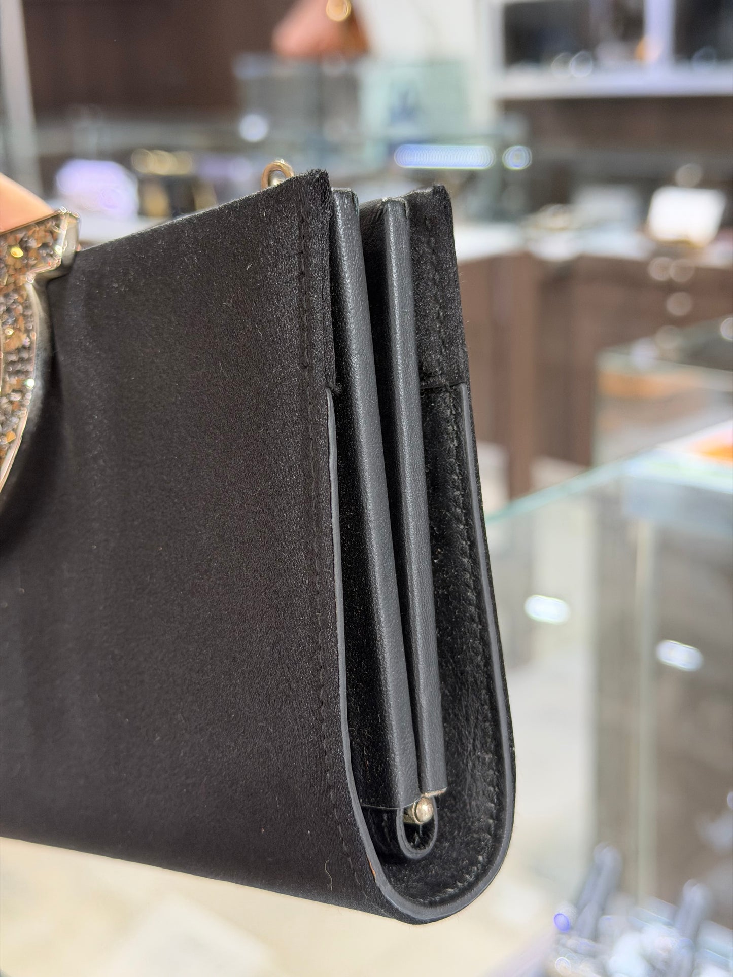 Pre-Owned Salvatore Ferragamo Black Satin Clutch