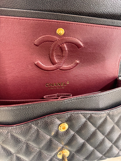 Chanel Black Caviar Medium Classic Flap Gold Hardware