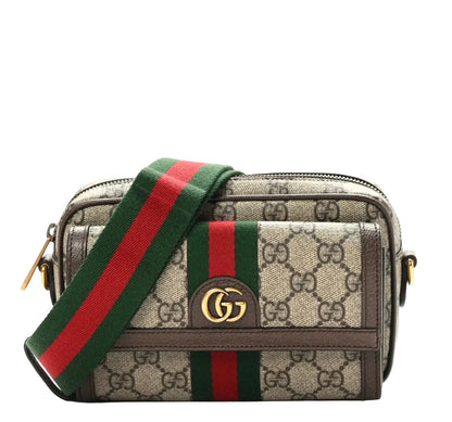 Like New GG Supreme Monogram Mini Ophidia Beige Ebony Bag
