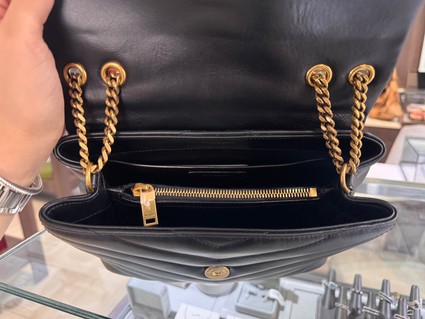 Saint Laurent Small Loulou Chain Satchel Black