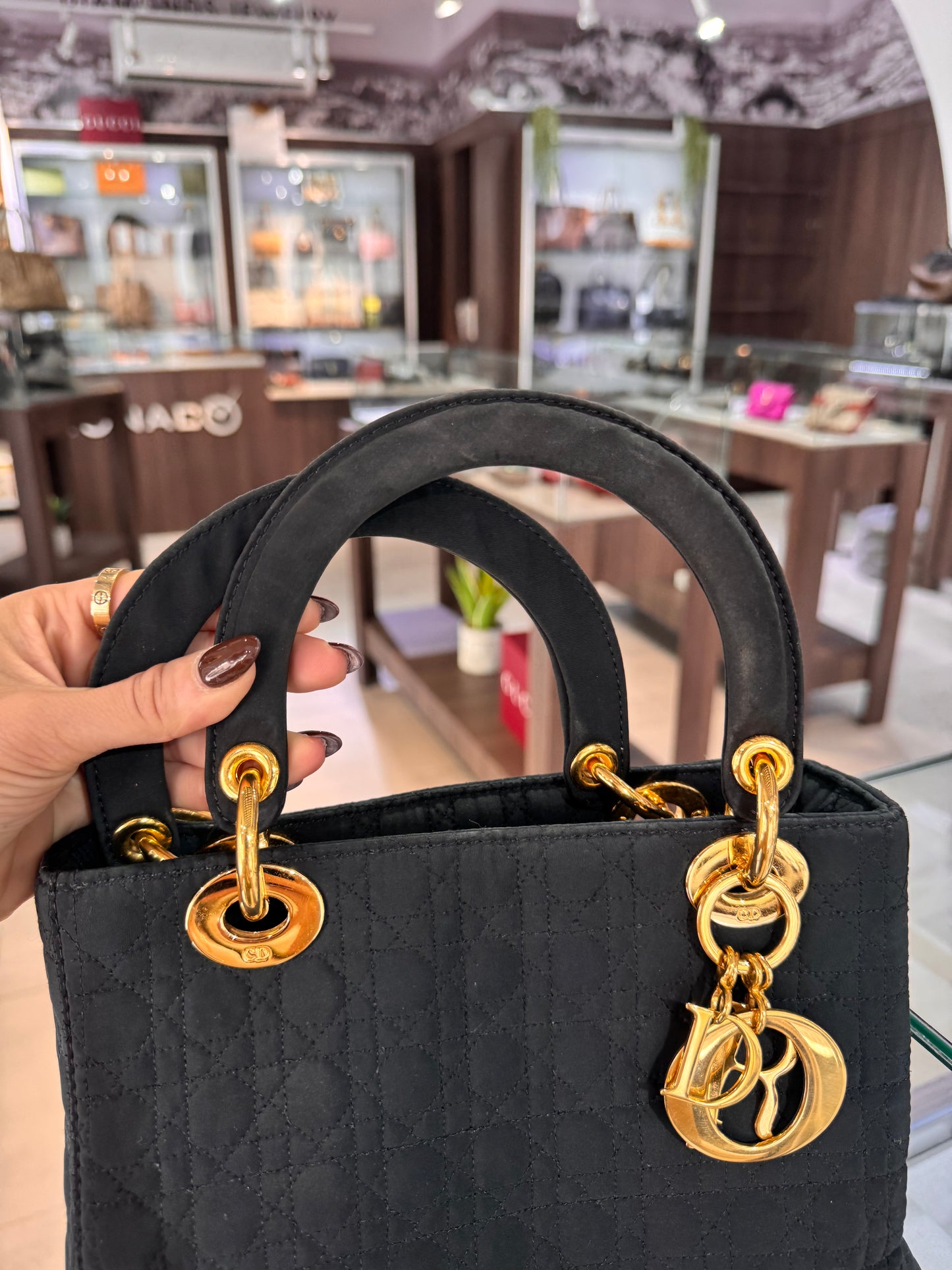 Christian Dior Medium Black Nylon Lady Dior
