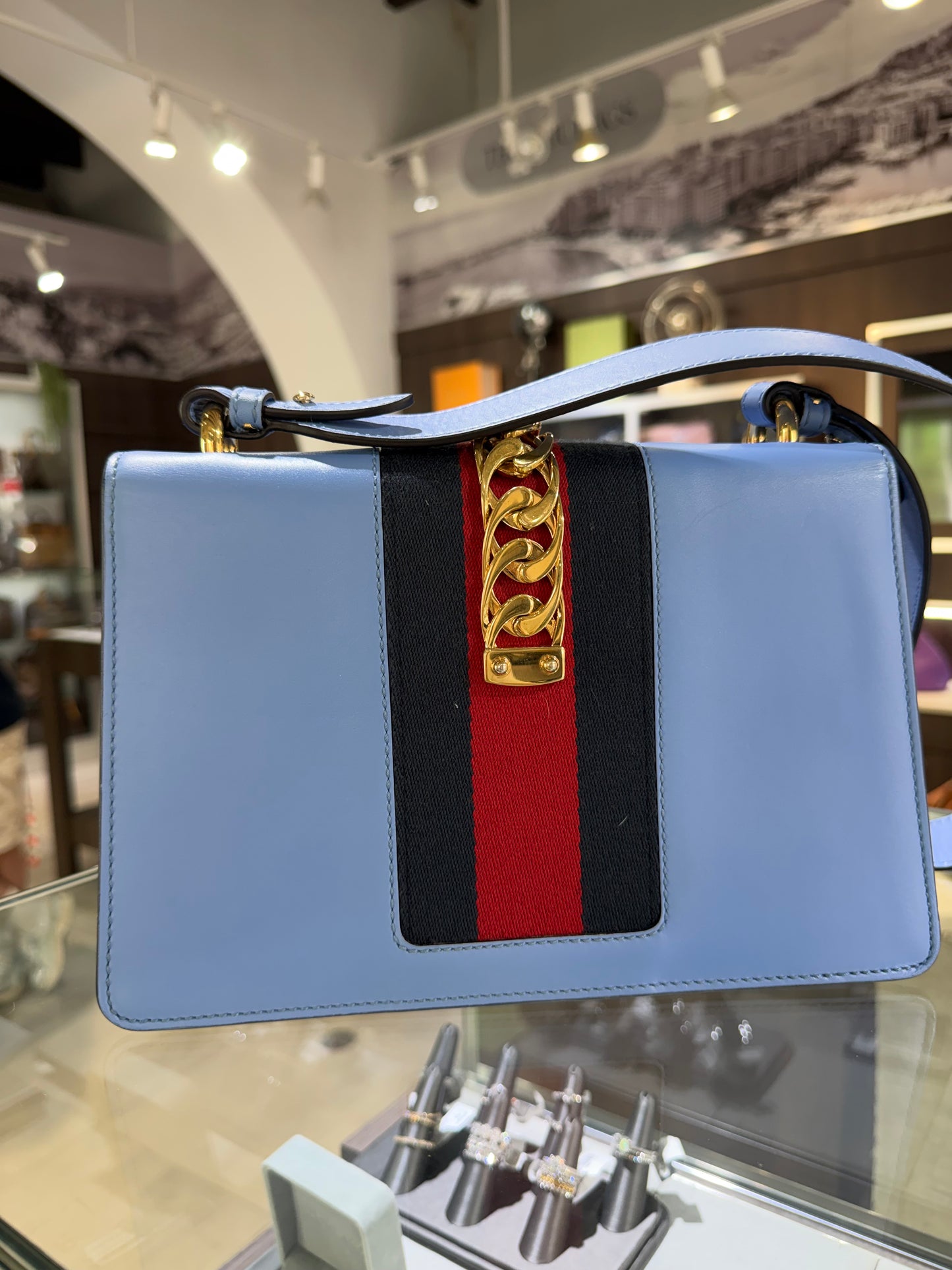 Pre-Owned GG Blue Sylvie Shoulder Bag