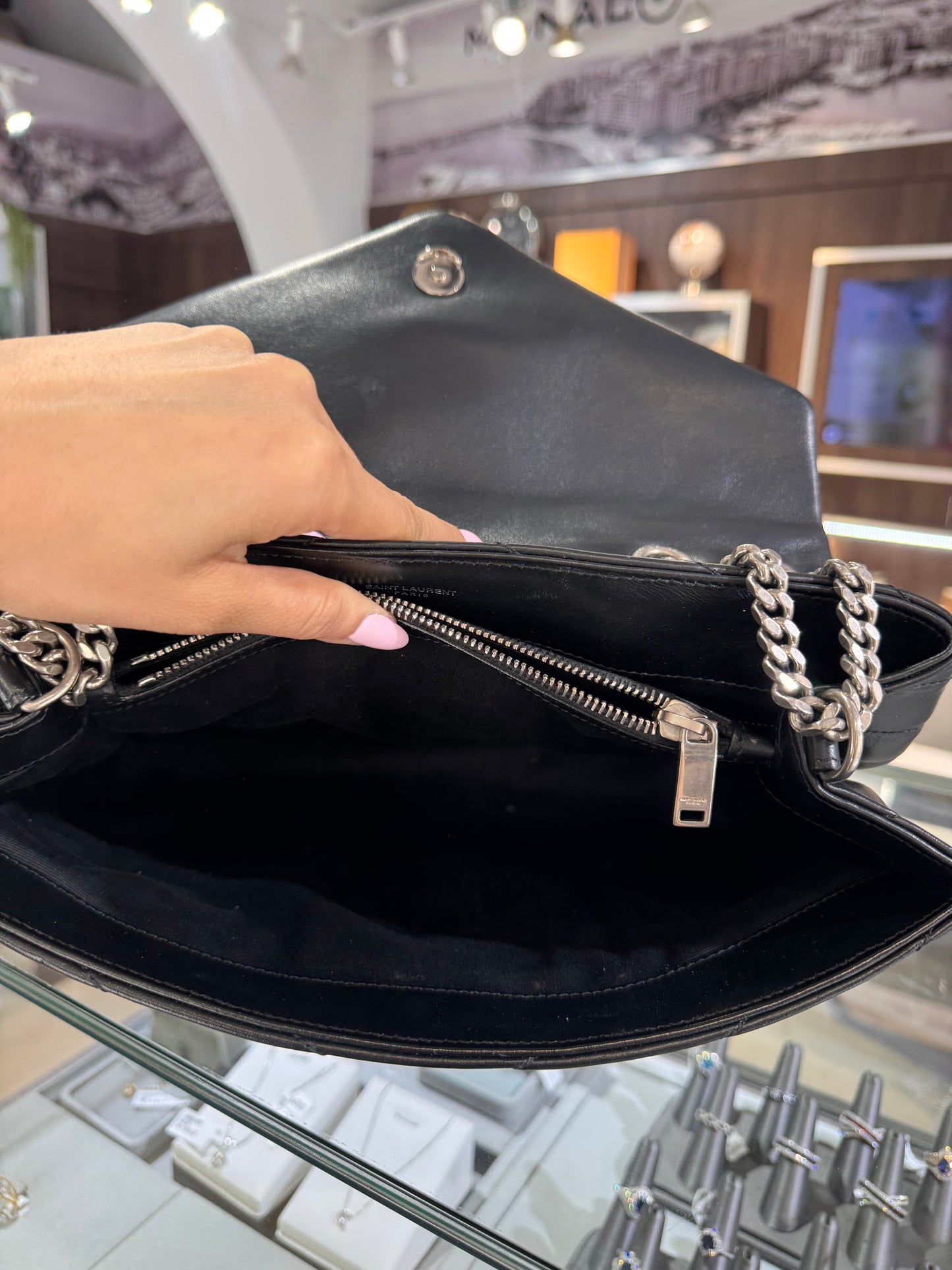 Saint Laurent Medium Loulou Black Silver Hardware