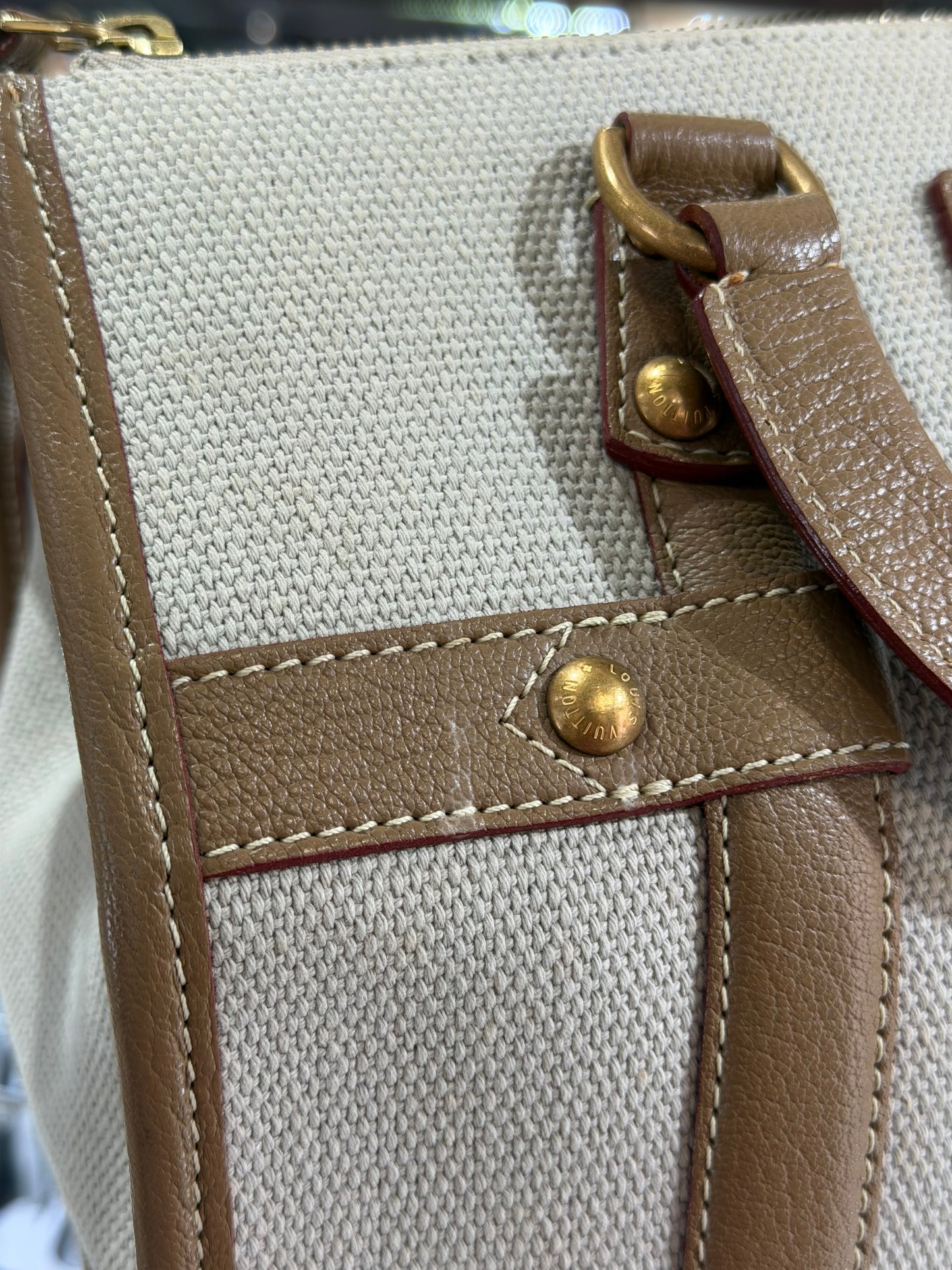 Pre-Owned LV Toile Trianon Sac Neverfull Weekender 30 Beige