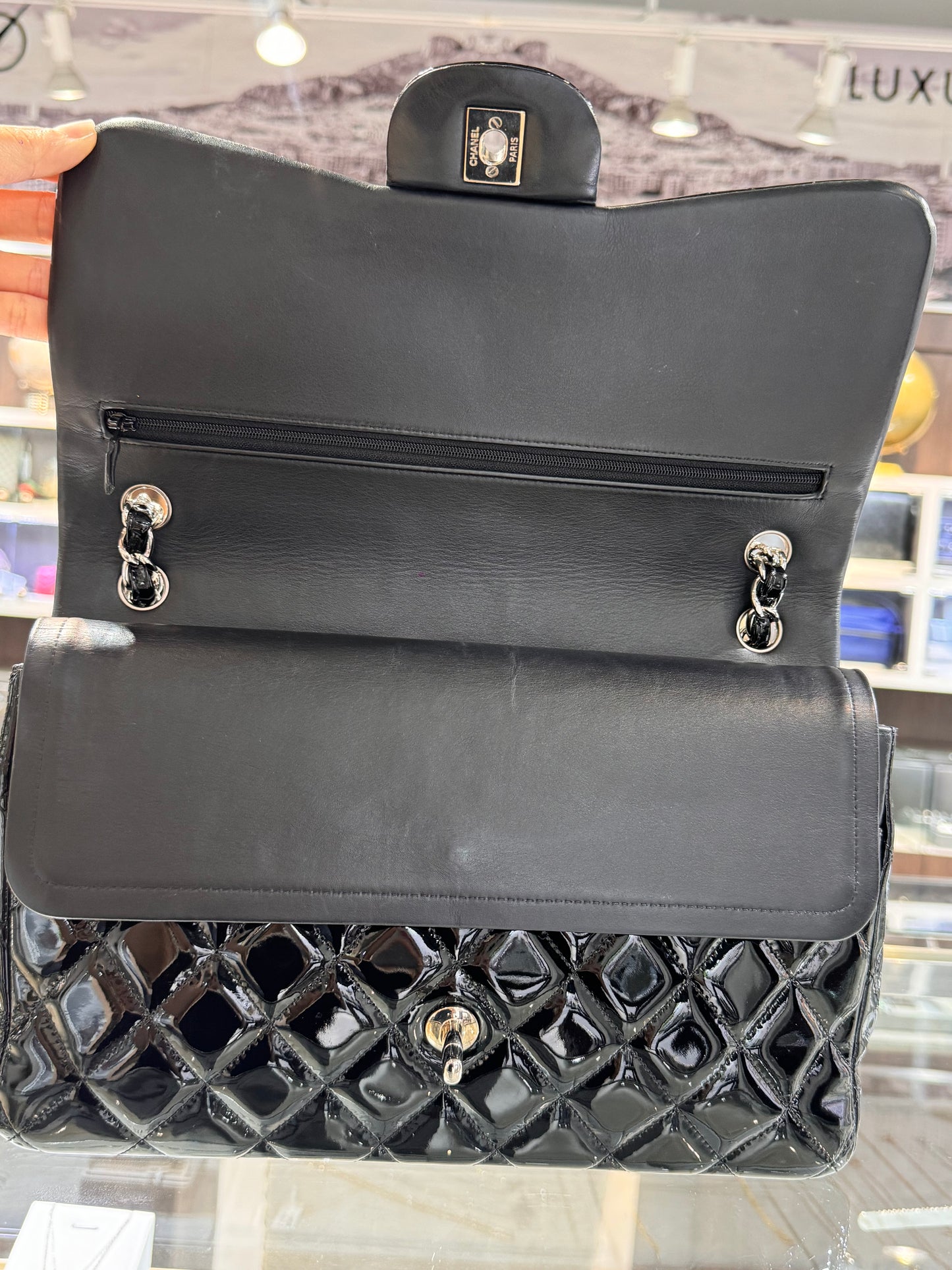 Chanel Classic CC Jumbo Black Patent