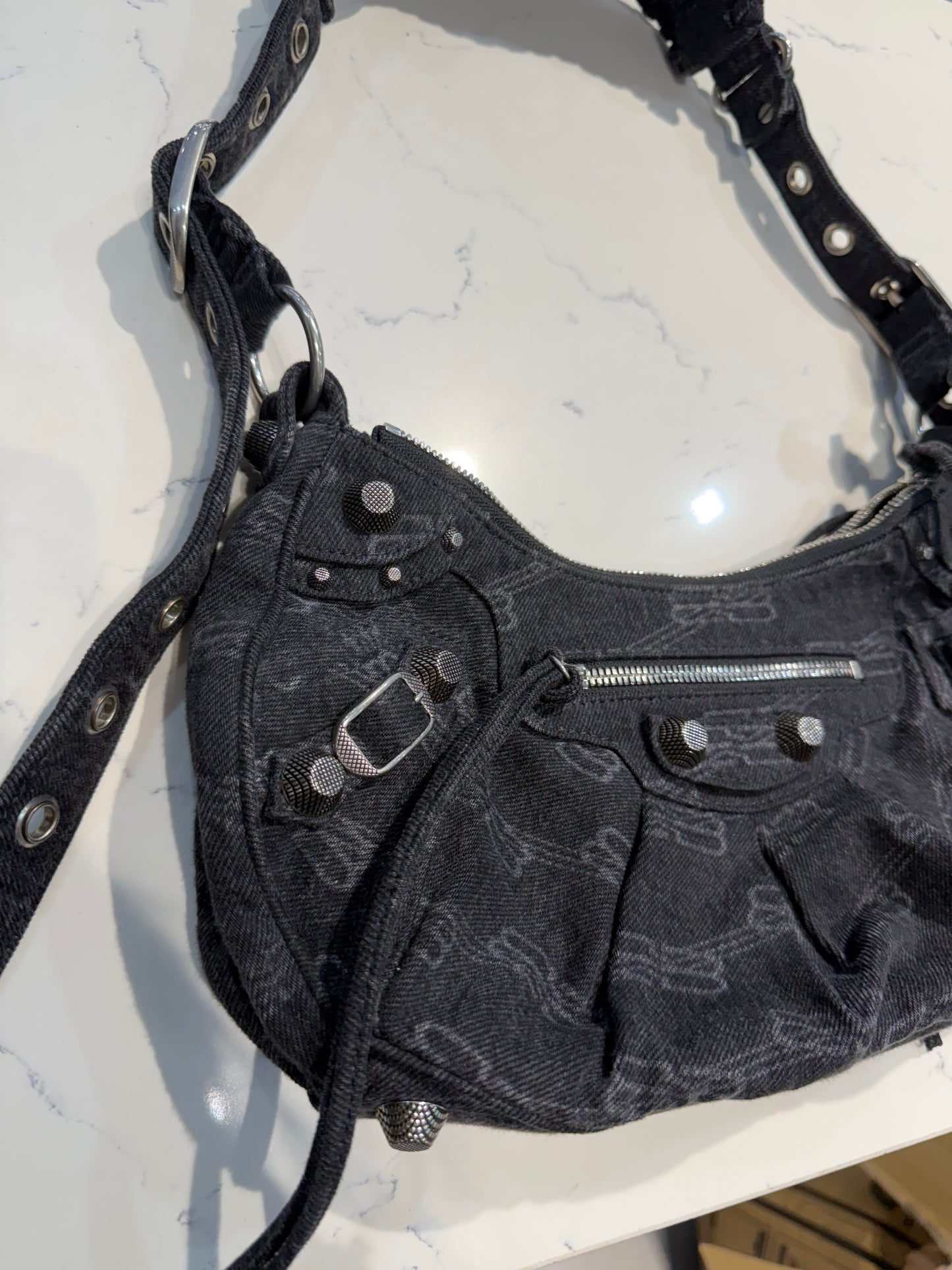 Balenciaga Le da Denim Cagole Small Shoulder Bag