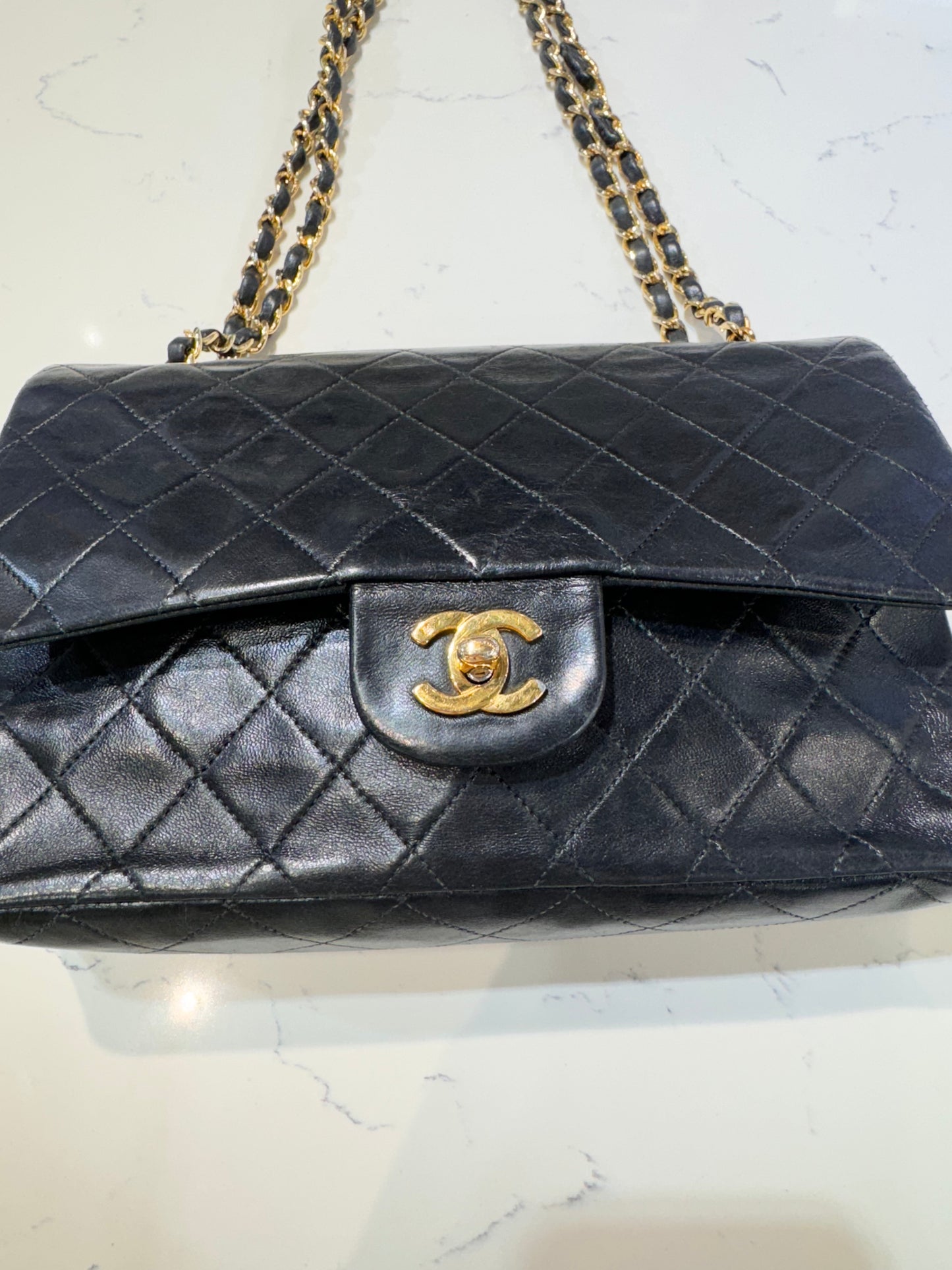 Vintage Chanel Classic Double Flap 24k Gold Plated