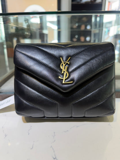 Pre-Owned YSL Black Quilted Mini Loulou Gold Hardware