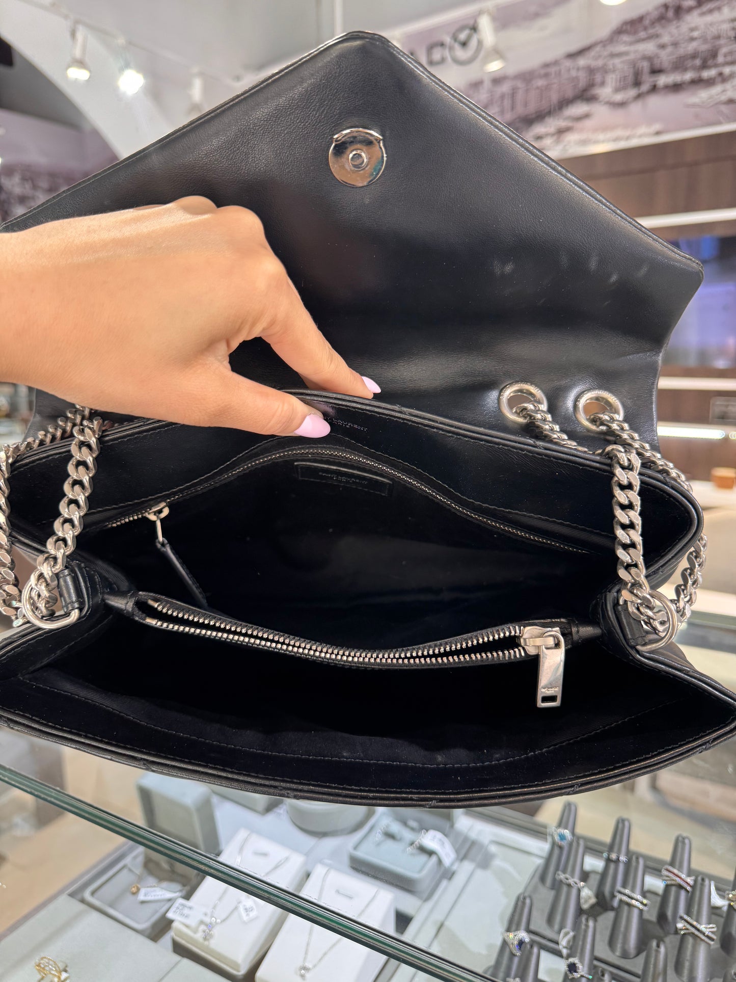 Saint Laurent Medium Loulou Black Silver Hardware