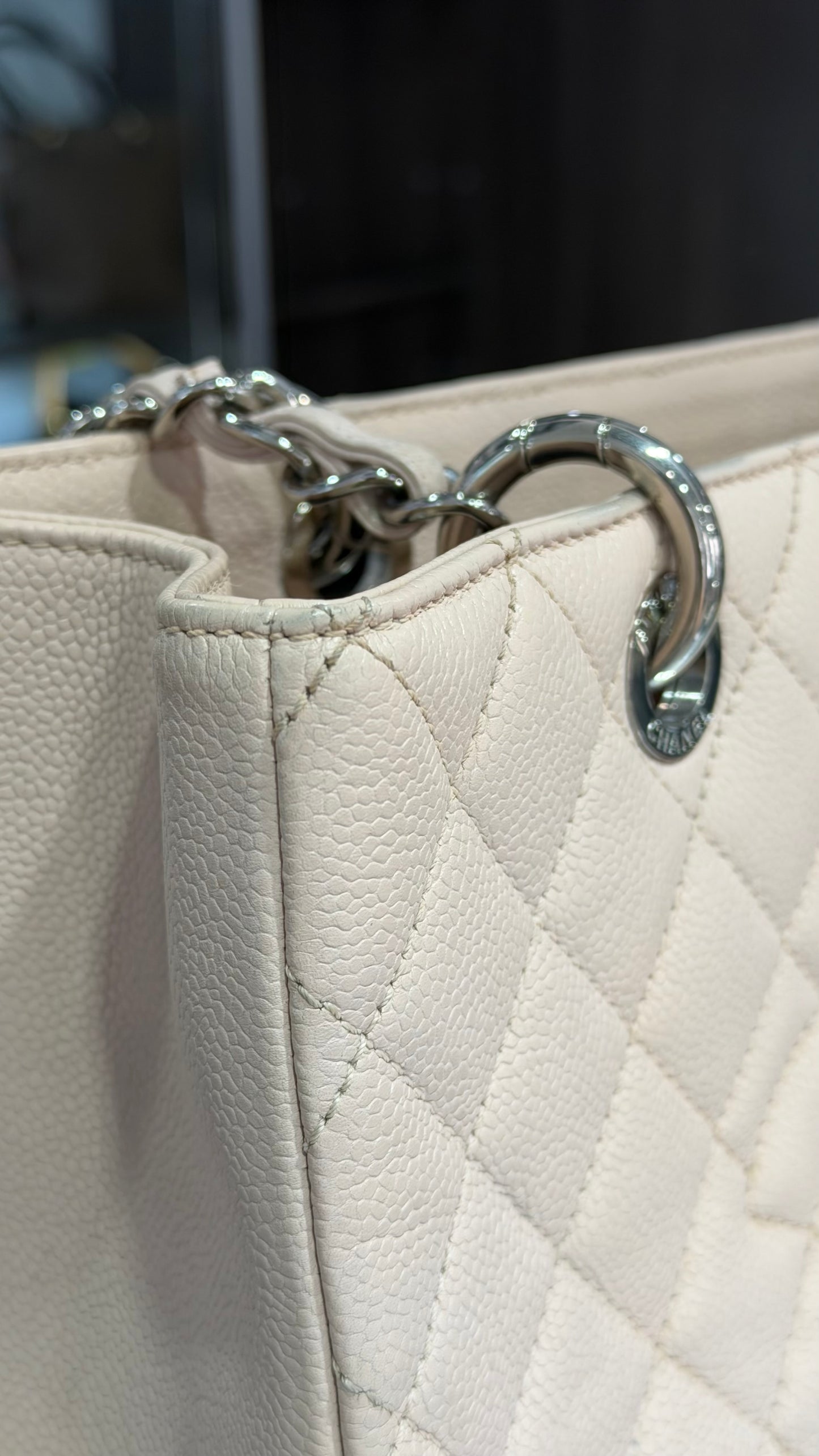 Pre-Owned CC Caviar Shopping Tote Light Pink Silver Hardware