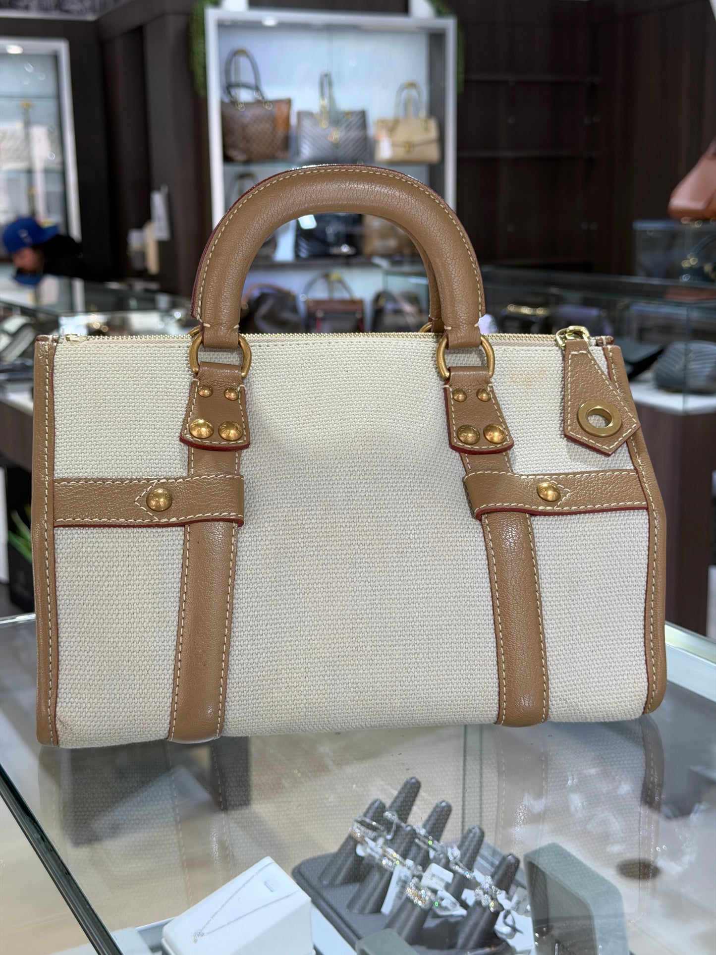 Pre-Owned LV Toile Trianon Sac Neverfull Weekender 30 Beige