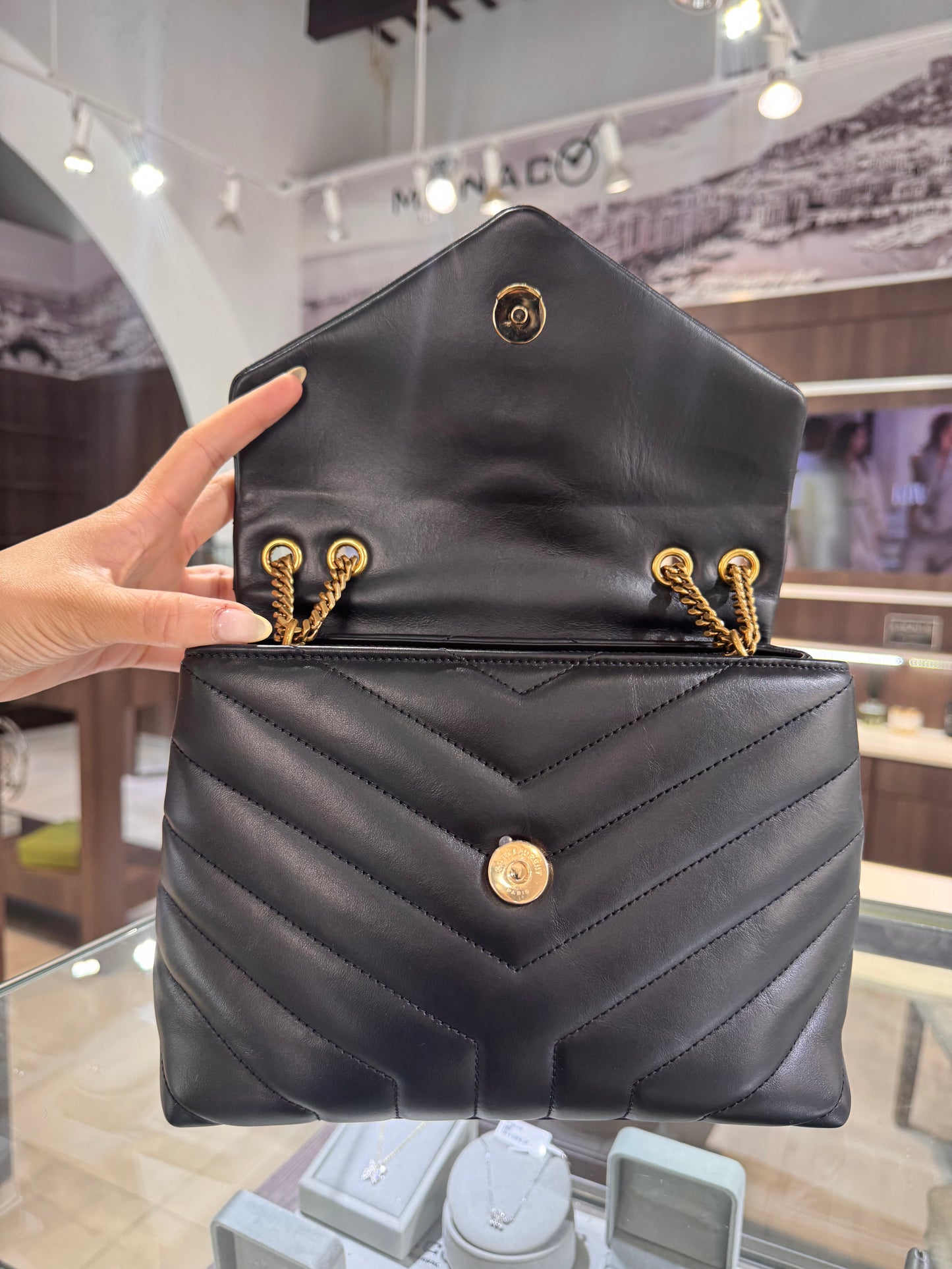 Saint Laurent Small Loulou Chain Satchel Black