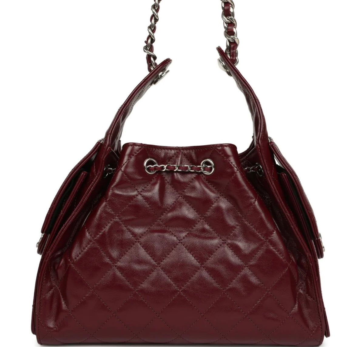 Unworn CC Small 25 Hobo Dark Burgundy Shiny Aged Crumpled Calfskin Silver Hardware