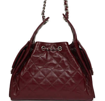 Unworn CC Small 25 Hobo Dark Burgundy Shiny Aged Crumpled Calfskin Silver Hardware