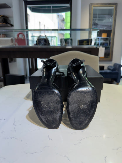 Pre-Owned YSL Black Cassandra Ankle Strap Sandals Size 41