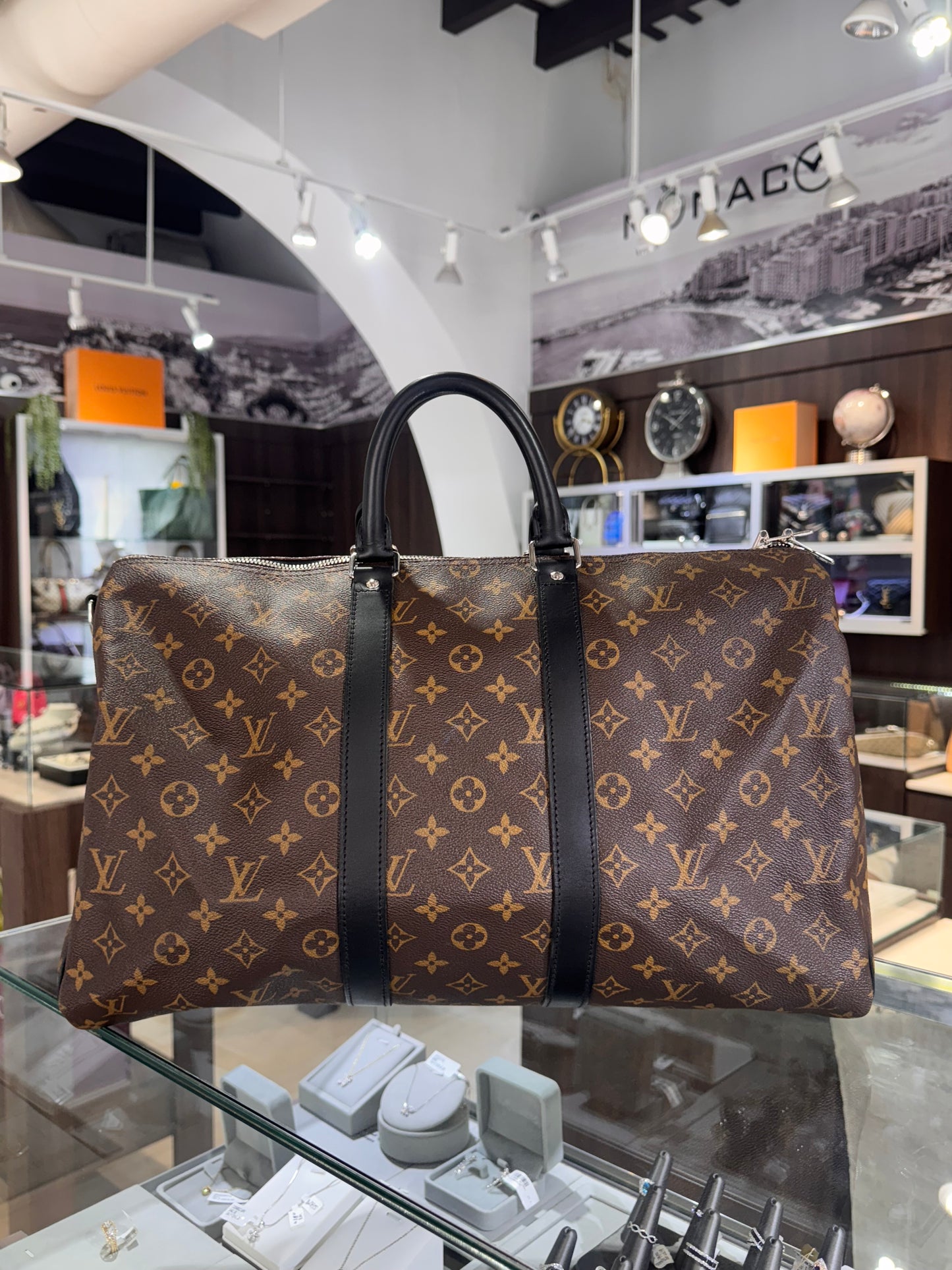 Louis Vuitton Monogram Macassar Keepall Bandouliere 45