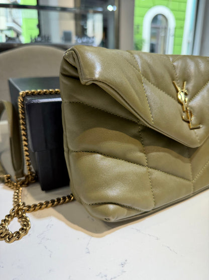 Pre-Owned YSL Toy Puffer Olive Green Nappa Leather